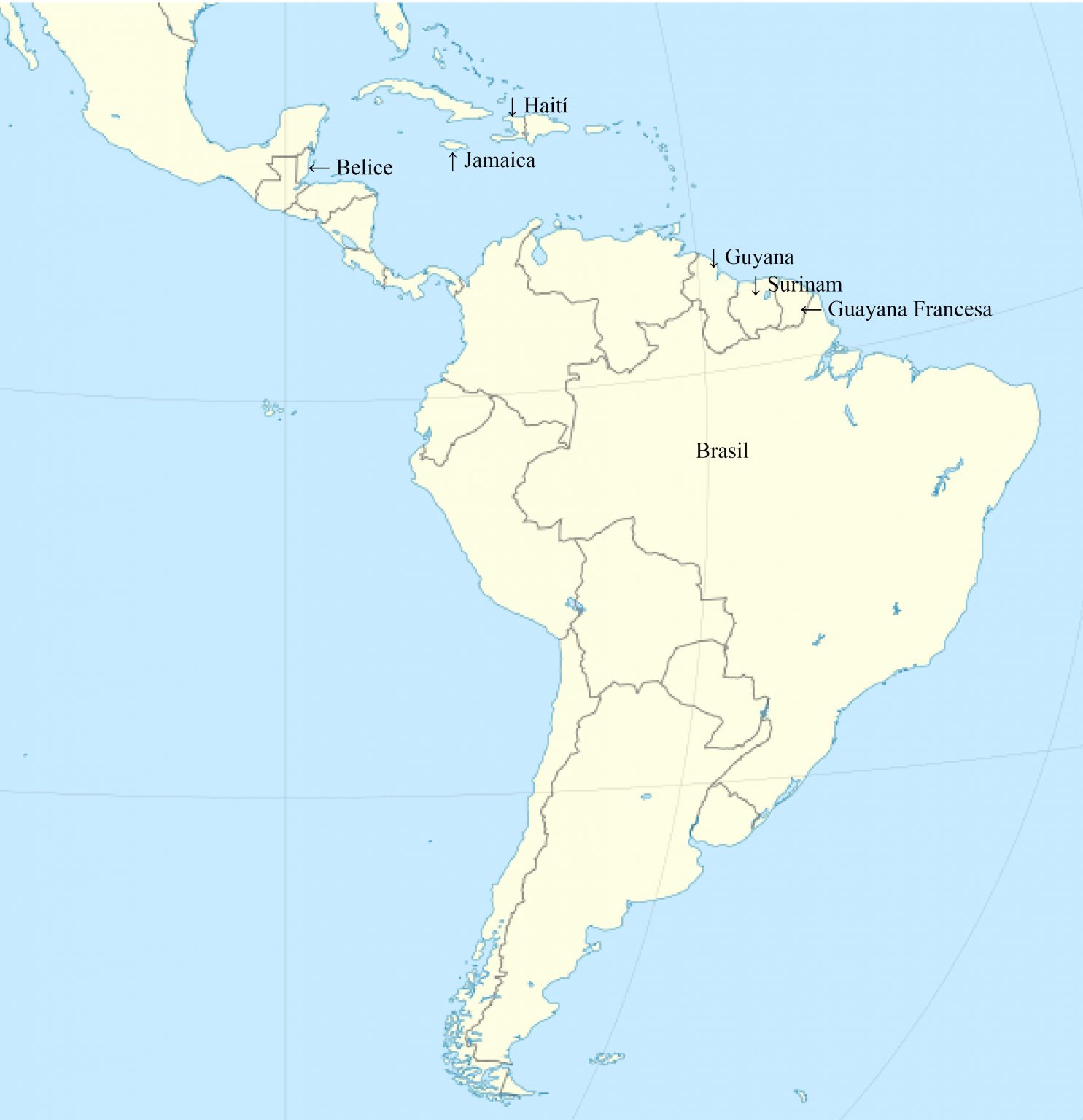 Los pa ses no hispanohablantes - Mapa Paises No Hispanohablantes 1485x1536